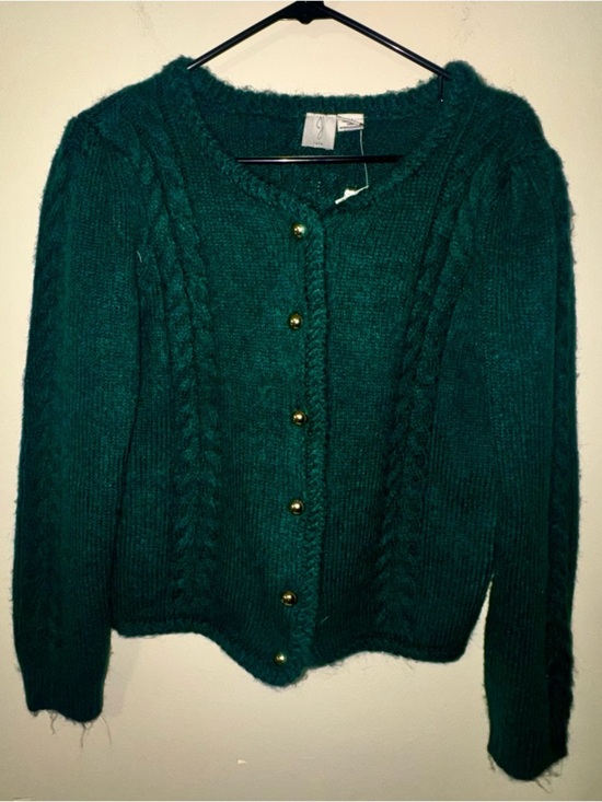 Joie Sweaters - NWT Joie Emerald Green Cable Knit Cardigan with Gold Buttons